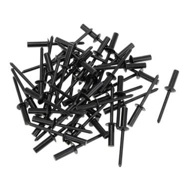 Imagem de VekAuto 50 peças de rebites de vedação fechados com cabeça de cúpula 4,8 mm de diâmetro de aderência 16 mm comprimento do cabo 9,5 mm diâmetro da flange liga de alumínio ferro preto