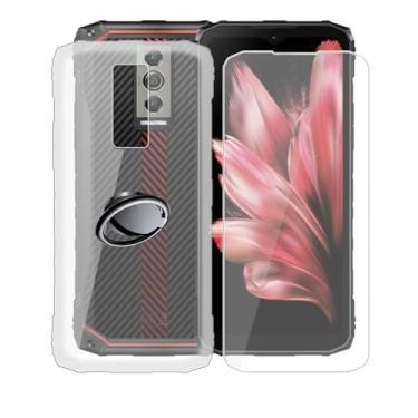 Imagem de AQGGIIXY Capa para Doogee Blade 10 Pro, com [1 x película protetora de vidro temperado], capa macia à prova de choque, [suporte de anel de rotação de 360°] Capa para Doogee Blade 10 Pro (6,6