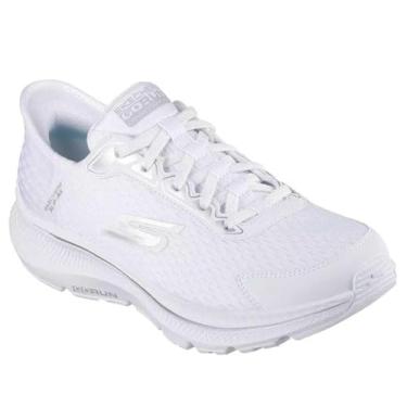 Imagem de Skechers Tênis feminino Skechers Hands Free Slip-ins Go Run Consistent 2.0 Endure, Branco/Prata, 7.5 Wide