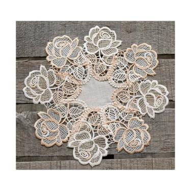 Imagem de Doily de renda rosa bege (28 cm redondo)