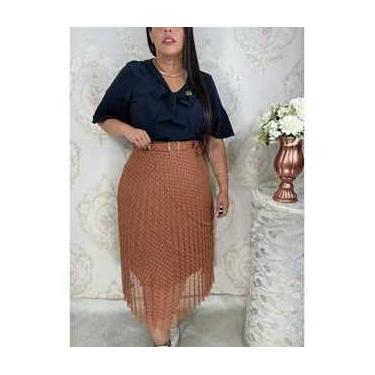 Imagem de Saia Feminina Tule Poa Plissado em Camadas com Cinto  - Plena Persona,