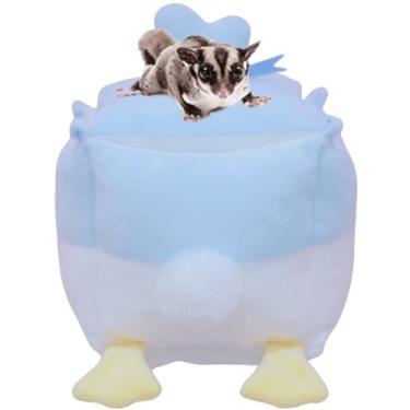 Imagem de Cama pequena macia para animais de estimação, bolsa de ninho de hamster, linda casa de rato, acessórios de gaiola de esconderijo, roupa de cama removível para ouriço de urso dourado Gerbil Degu (azul,