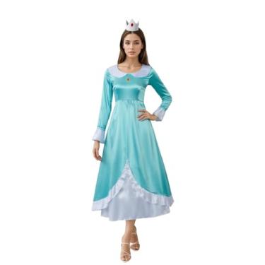 Imagem de FEIWOBIRD Women Princess Peach Costume Super Brothers Party Gown Ball Dress (Princess Rosalina, XX-Large)