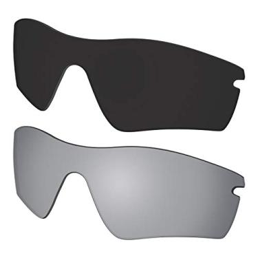 Imagem de Lentes de reposição para óculos de sol Oakley Radar Path Polarizadas - Preto escuro e prateado espelhado, Preto escuro + espelhado prateado, 0