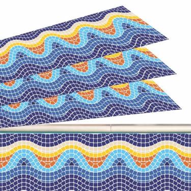 Imagem de Kit 02 Adesivos Piscina Borda Mosaico Ondulado Colorido  100x30cm - Re