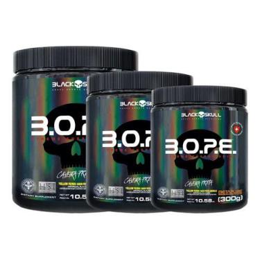 Imagem de Kit 3 Pre Treino Bope 300g Black Skull Frutas Amarela