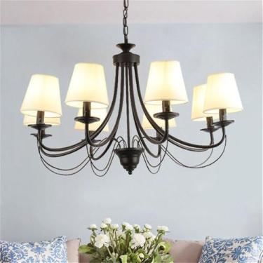 Imagem de Candelabro Simples Americano LED Personalidade Criatividade Sala de Estar Restaurante Quarto Estudo Villa Hotel Café Bar Clothing Store Lâmpada Pendente (B Preto B 8 luzes)