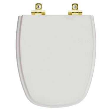 Imagem de Assento Sanitário Com Amortecedor Monte Carlo Cinza Real Para Vaso Deca Com Ferragem Dourada