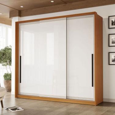 Imagem de Guarda-Roupa Casal Valência 3 Portas 4 Gavetas Freijó/Branco - Politorno