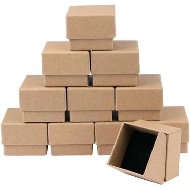 Imagem de Sdootjewelry Caixas de anel a granel, caixas de anel para pequenas empresas, 100 pacotes, caixas de presente de anel a granel 4 cm × 4 cm × 4 cm, caixas de anel de papelão marrom com espuma