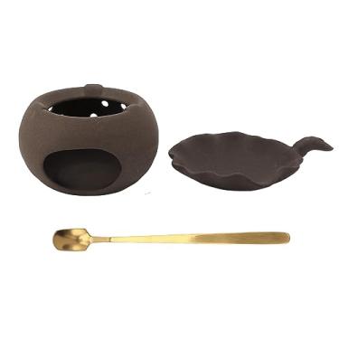 Imagem de Xcello Torrador de chá de cerâmica, folha solta, aquecedor de chá, fragrância de chá, assadeira, assadeira, colher de aço inoxidável, cerâmica grossa