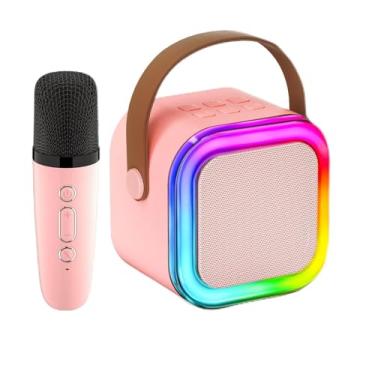 Imagem de Caixa e Som Com Microfone, Caixa de Som Com Microfone Sem Fio, Caixinha de Som Com Microfone (Rosa)