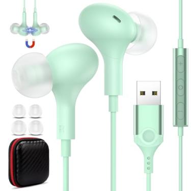 Imagem de Fone de ouvido USB com microfone para PC laptop, fones de ouvido USB A de 2,5 m, fones de ouvido para computador com controle em linha, cancelamento de ruído, leve, com fio, para Dell/HP Zoom School