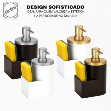 Imagem de Dispenser Para Detergente E Bucha 600ml Arthi Original Mesmo, Branco/D