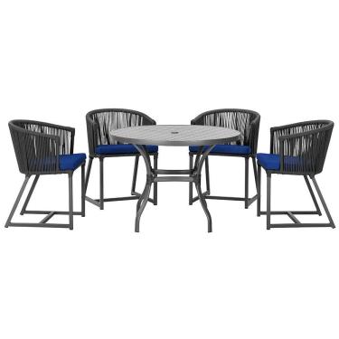 Imagem de Mesa com 4 Cadeiras de Jantar Roma 100cm e Noronha em Aluminío