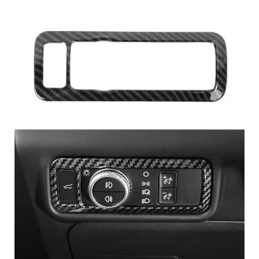 Imagem de Acabamento da tampa do painel do interruptor do console lateral compatível com Ford Mustang 2024 2025, acessórios interiores de acabamento do botão de iluminação lateral do painel (aparência de fibra