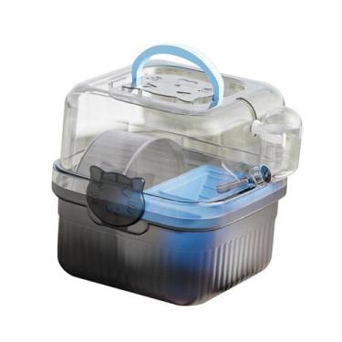 Imagem de WeiLaiKeQi Estojo de transporte para gaiola de hamster com garrafa de água, suprimentos para animais de estimação, estojo de viagem para animais pequenos para, Azul