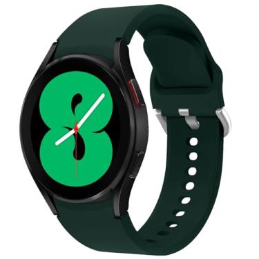 Imagem de KIMAIXA Pulseira de relógio de 20 mm, pulseira de silicone compatível com Samsung Galaxy 5 40 mm 44 mm/5 Pro 45 mm/4 44 mm/4 Classic 42mm 46mm/3 41mm/Active Active 2 pulseira esportiva de silicone macio masculina feminina, verde oliva