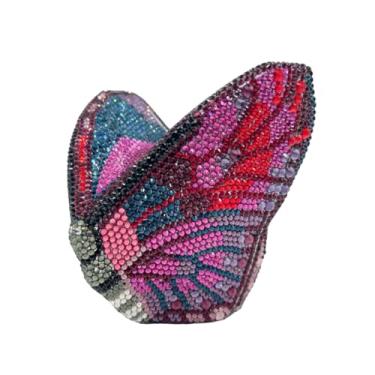 Imagem de DEBIMY Bolsa feminina de luxo borboleta com strass bolsa feminina de cristal para noite com diamantes bolsa de formatura, Roxa