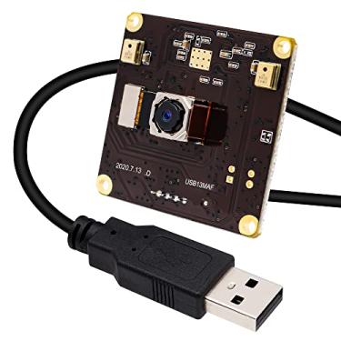 Imagem de ELP Módulo de câmera USB de foco automático de 13 MP com microfone 75 graus, lente sem distorção, mini UVC USB2.0, placa de webcam, vídeo e áudio IMX214, câmera Lightburn para computador, Raspberry