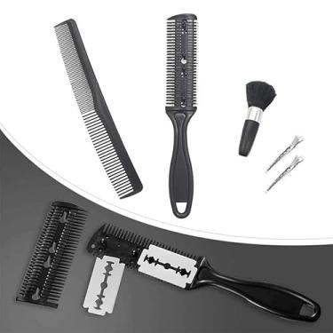 Imagem de Kit Profissional para Cabelo, 8 Peças, Tesouras de Aço Inox 7 Polegadas, Navalha, Pentes e Acessórios com Estojo