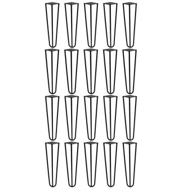 Imagem de Kit 20 Pés De Metal 30 Cm Mesa De Canto Rack E Puffs Preto