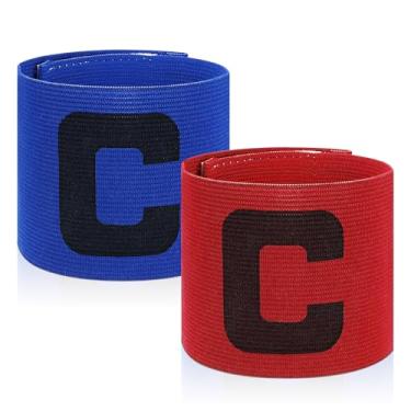 Imagem de Linkidea 2 peças de braçadeira de capitão de futebol infantil, pulseira de nylon respirável, acessórios esportivos ajustáveis elásticos para competição de times ou treinamento para idades de 6 a 9