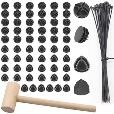 Imagem de Rustark Conectores De Cubo Grade Arame Preto Com 91 Peças, Braçadeiras Zíper E Martelo Madeira, Pé Armazenamento Para Prateleiras Organizadoras Armário Modular