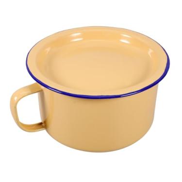 Imagem de Luxshiny Caneca Ramen de 15 cm Esmalte Instantâneo Tigelas de Macarrão com Tampa Tigela de Salada Vintage Esmalte Caneca Tigela de Sopa de Comida para Pratos Asiáticos de Cereal Arroz Noodle