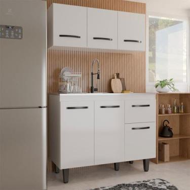 Imagem de Armário de Cozinha Letícia 6 Portas 1 Gaveta Branco - Panorama Móveis,