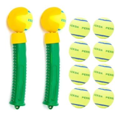 Imagem de Kekoa Lançador de bola extensível verde, pacote com 2, inclui 8 bolas