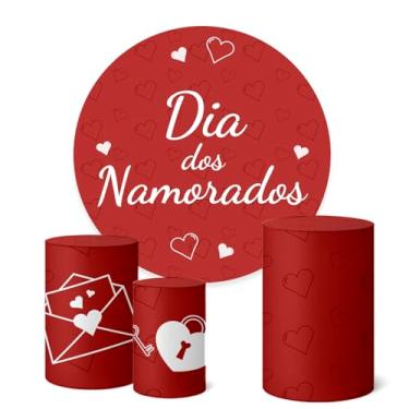 Imagem de Trio Capas Cilindro + Painel Redondo 1,50m Dia dos Namorados (K1DNA012)