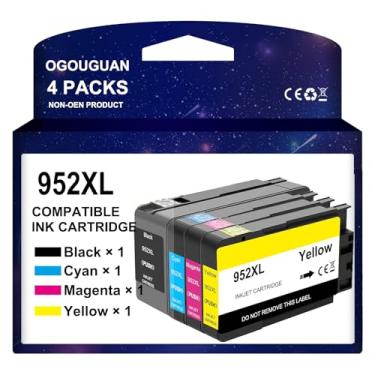 Imagem de OGOUGUAN 952XL Ink 952 cartuchos de tinta combo pacote de substituição para HP952 XL 952 cartucho de tinta compatível Officejet Pro 7740 7720 8210 8702 8710 8720 8740 8730 7730 impressora, preto ciano