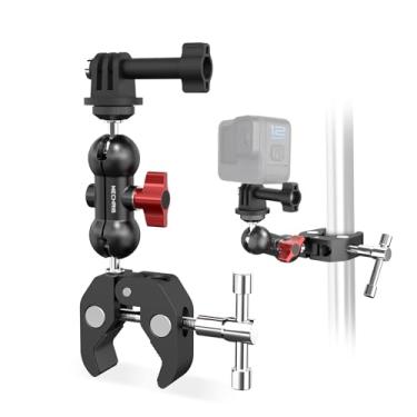 Imagem de Mechrig Suporte para câmera Super Clamp Monitor 360° Ballhead Magic Arm Adaptador de cabeça esférica dupla com rosca de 1/10.2 cm-20 e 3/20.3 cm-16 Thread para câmera Canon Nikon DSLR/Gopro/luzes LED