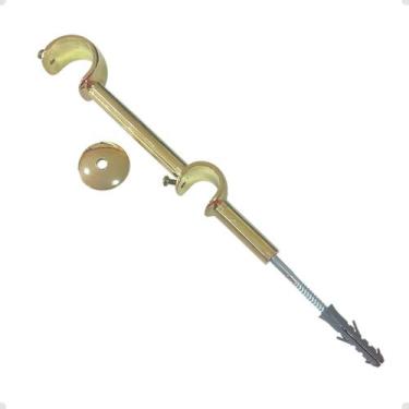 Imagem de Suporte Varão Duplo Alongado Parede 19/28mm Dourado Ilhós Argola Corti