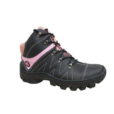 Imagem de Bota Botinha Coturno Tenis Adventure Feminino  - RM, Preto com rosa, 4