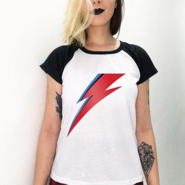 Imagem de Camiseta Raglan Branca Personalizada David Bowie Rock Cantor - Geek Ga