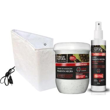Imagem de KIT TERMOATIVO CREME E FLUIDO PIMENTA NEGRA CINTA TERMICA 220v - Genér