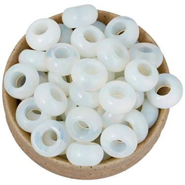 Imagem de Nupuyai — Contas largas de pedra grande para fabricação de joias, pacote com 30, contas europeias de rondelle polidas para berloques, Opalite, 8x14(mm), 30