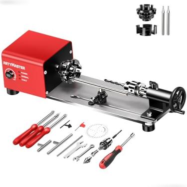 Imagem de ArtyMaster Mini Torno, WM101A-Plus Mini máquina de torno de madeira, 24VDC 96W Torno elétrico, pequeno torno de bancada com kits de ferramentas de torno de torneamento de madeira, velocidade