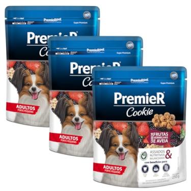 Imagem de Kit 3 Biscoitos Premier Cookie para Cães Adultos Porte Pequeno Sabor Frutas Vermelhas 3 x 250G