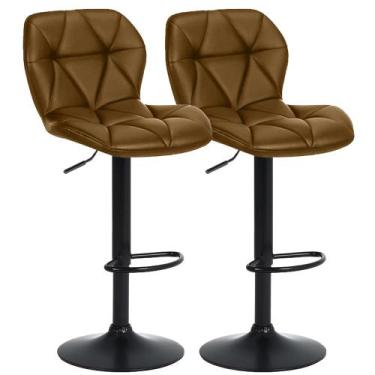 Imagem de Kit Banqueta Alta Giratória Bancada Bistrô Estofada Duoffice Domus, Ca