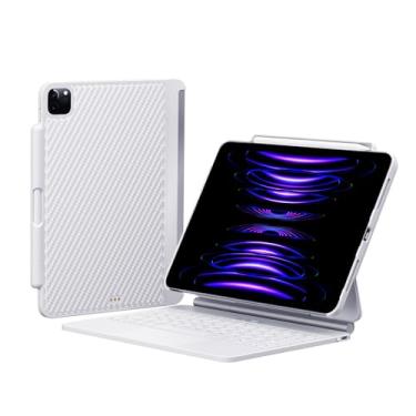 Imagem de Techfish Capa de fibra de carbono para Magic Keyboard iPad Pro 11 e iPad Air4/Air5 10,9 com suporte para lápis, capa compatível com teclado mágico premium para iPad 10.9 2022/2020 e iPad Pro 11