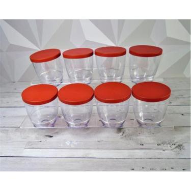 Imagem de Porta temperos acrílico com 8 potes com tampa em acrílico organizadore