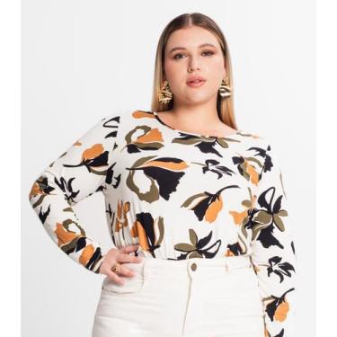Imagem de Blusa Plus Size Estampada Em Viscose Secret Glam Bege, Plus G3, Bege