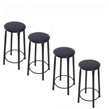 Imagem de Kit 4 Banqueta Alta Banco Tubo Preto Cozinha Área Gourmet 70cm Altura(Kit 4 Banquetas SEM ENCOSTO)
