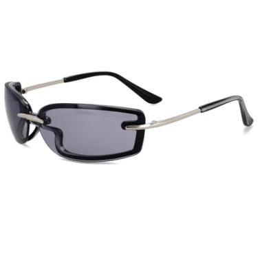 Imagem de Óculos de sol vintage feminino clássico retrô colorido espelhado sem armação (C3Preto)