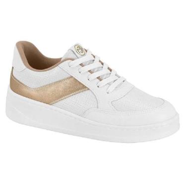Imagem de Tenis modare casual ref 7402.102.30179 feminino, Branco, Dourado, 38