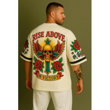 Imagem de Camiseta Streetwear Oversized Masculina rise above - swagon, GG