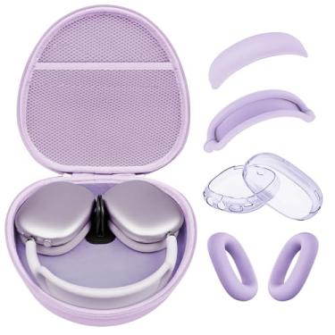 Imagem de Capa rígida para AirPods Max suporta modo de hibernação, capa de fone de ouvido para transporte de viagem com AirPods Max Clear Ear Cups, capa de silicone para fone de ouvido/capa de faixa de cabeça
